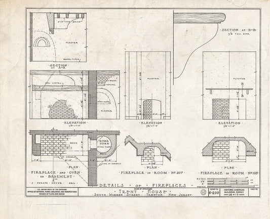 Blueprint HABS NJ,11-Tret,6- (Sheet 16 of 19) - Trent House, 15 Market Street (Changed from 539 South Warren Street), Trenton, Mercer County, NJ