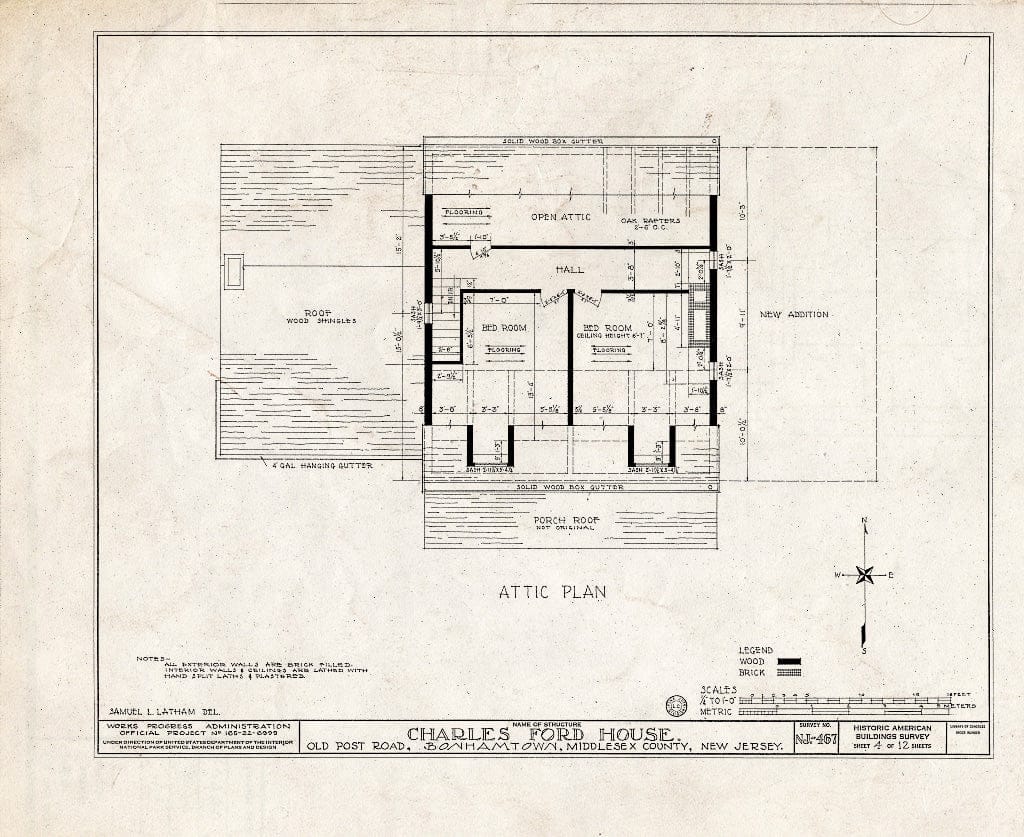 Blueprint HABS NJ,12-BONTO,1- (Sheet 4 of 12) - Charles Ford House, Old Post Road, Bonhamtown, Middlesex County, NJ