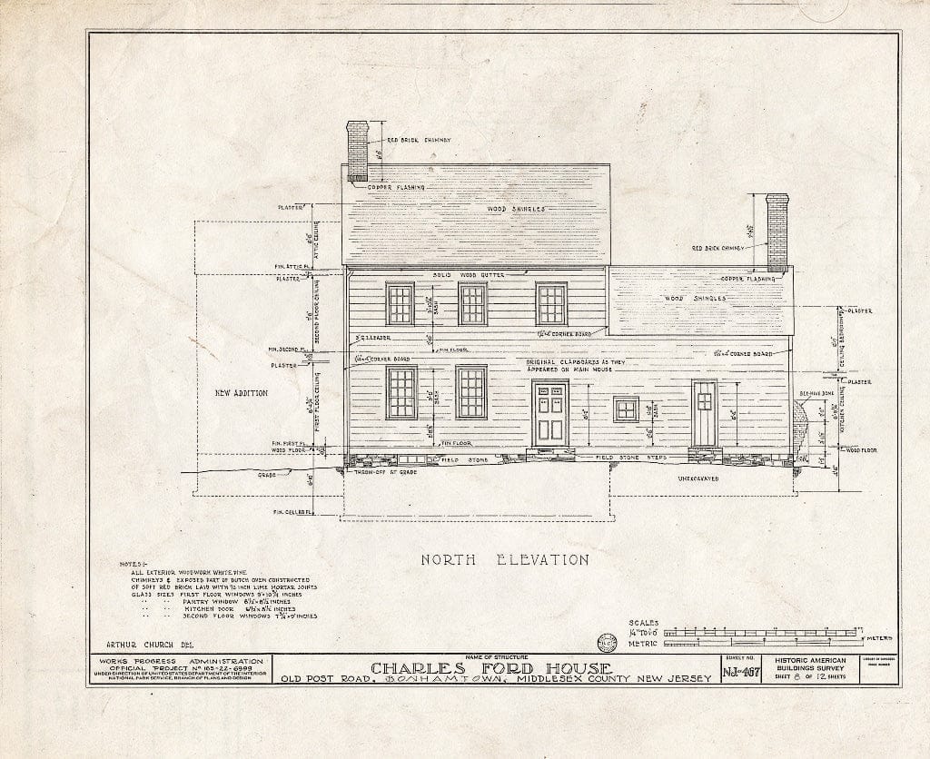 Blueprint HABS NJ,12-BONTO,1- (Sheet 8 of 12) - Charles Ford House, Old Post Road, Bonhamtown, Middlesex County, NJ