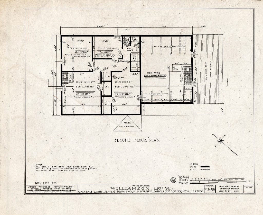 Blueprint HABS NJ,12-FRAPA.V,1- (Sheet 2 of 11) - Williamson House, Cozzens Lane, Franklin Park, Middlesex County, NJ