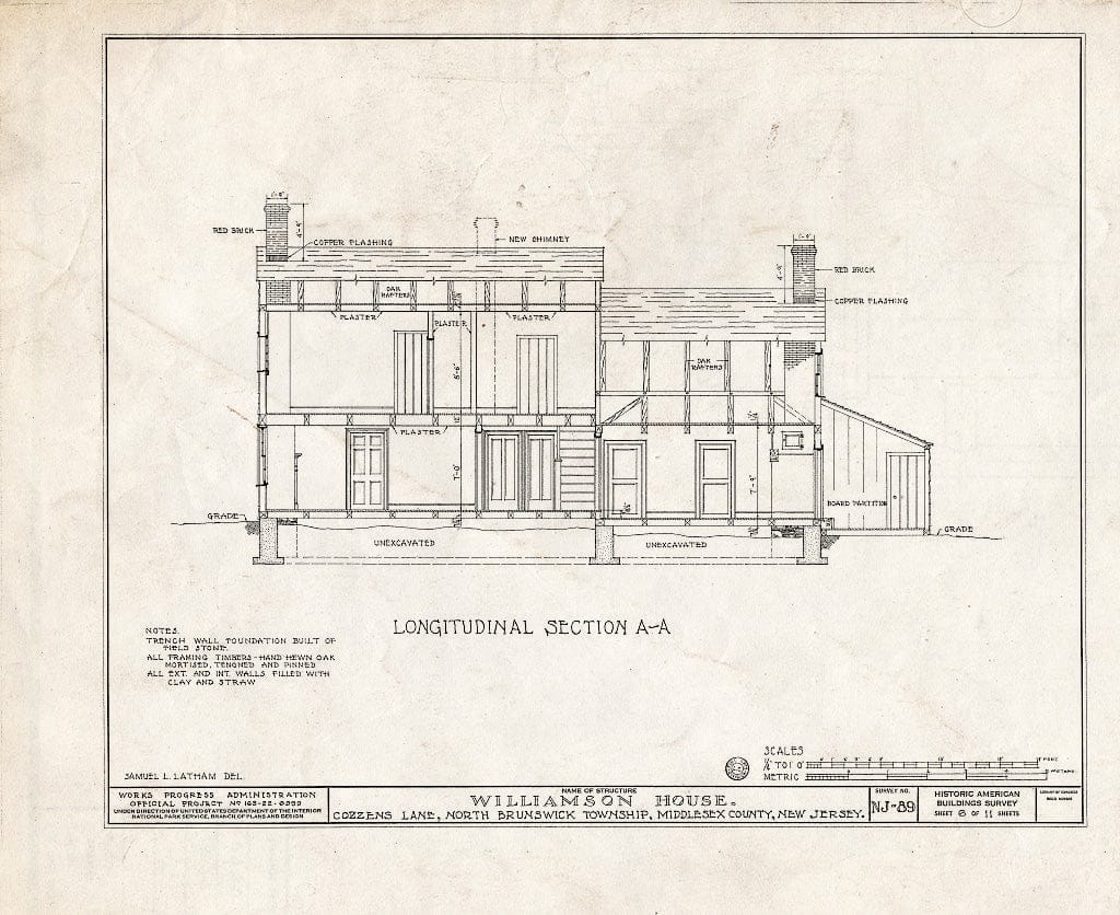 Blueprint HABS NJ,12-FRAPA.V,1- (Sheet 6 of 11) - Williamson House, Cozzens Lane, Franklin Park, Middlesex County, NJ