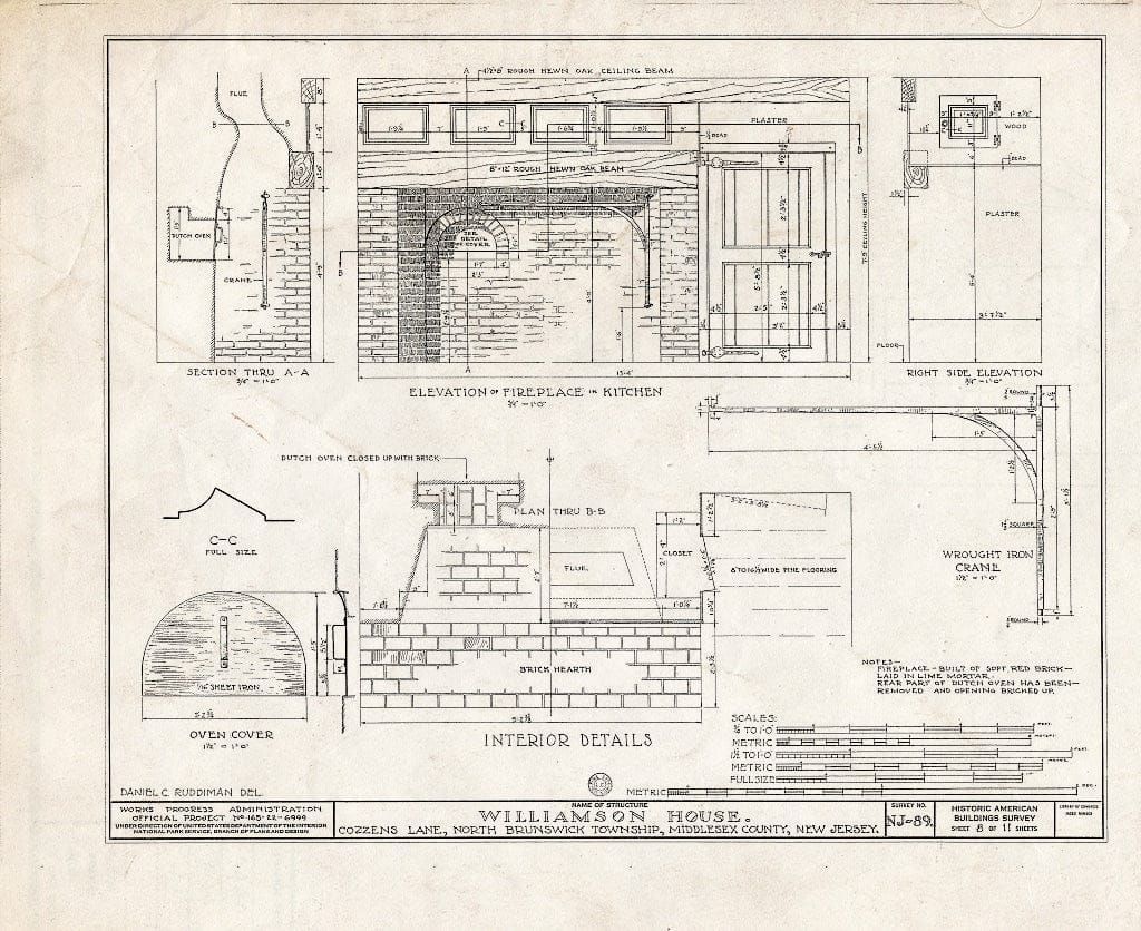 Blueprint HABS NJ,12-FRAPA.V,1- (Sheet 8 of 11) - Williamson House, Cozzens Lane, Franklin Park, Middlesex County, NJ