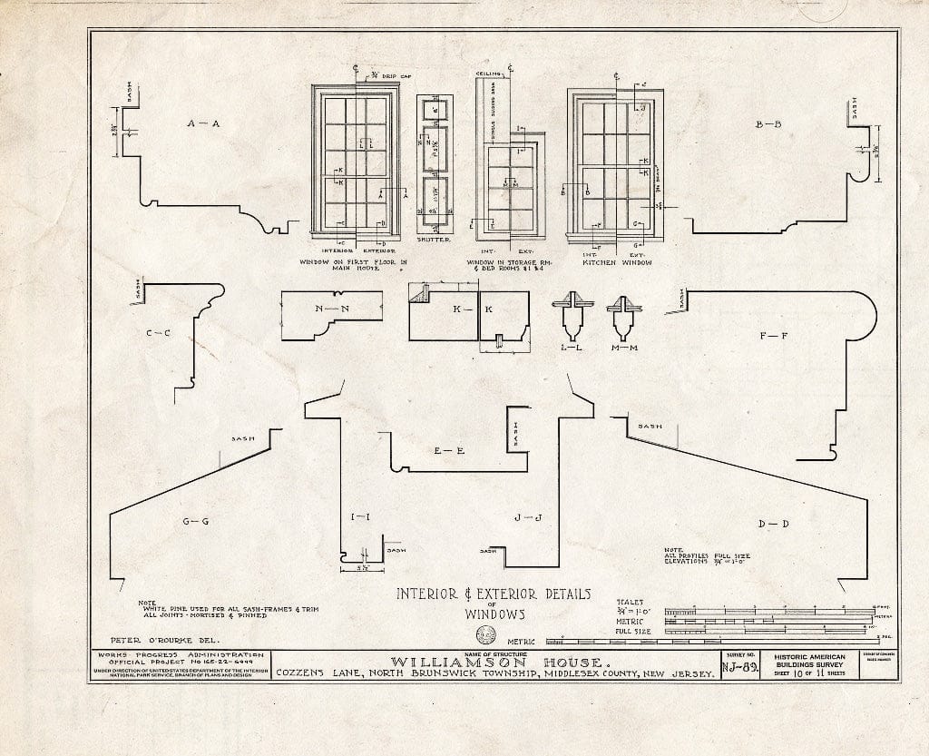 Blueprint HABS NJ,12-FRAPA.V,1- (Sheet 10 of 11) - Williamson House, Cozzens Lane, Franklin Park, Middlesex County, NJ