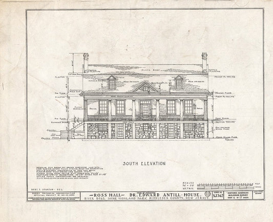 Blueprint HABS NJ,12-HILPA.V,1- (Sheet 4 of 17) - Dr. Antill House, River Road, Highland Park, Middlesex County, NJ
