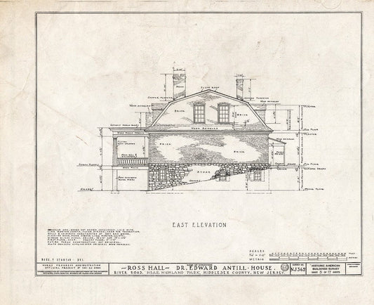 Blueprint HABS NJ,12-HILPA.V,1- (Sheet 5 of 17) - Dr. Antill House, River Road, Highland Park, Middlesex County, NJ
