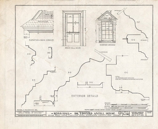Blueprint HABS NJ,12-HILPA.V,1- (Sheet 8 of 17) - Dr. Antill House, River Road, Highland Park, Middlesex County, NJ