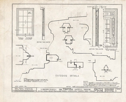 Blueprint HABS NJ,12-HILPA.V,1- (Sheet 9 of 17) - Dr. Antill House, River Road, Highland Park, Middlesex County, NJ
