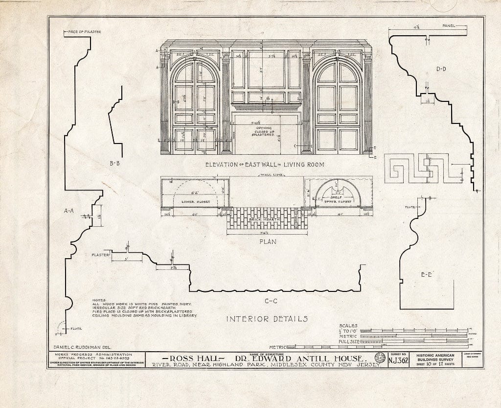 Blueprint HABS NJ,12-HILPA.V,1- (Sheet 10 of 17) - Dr. Antill House, River Road, Highland Park, Middlesex County, NJ
