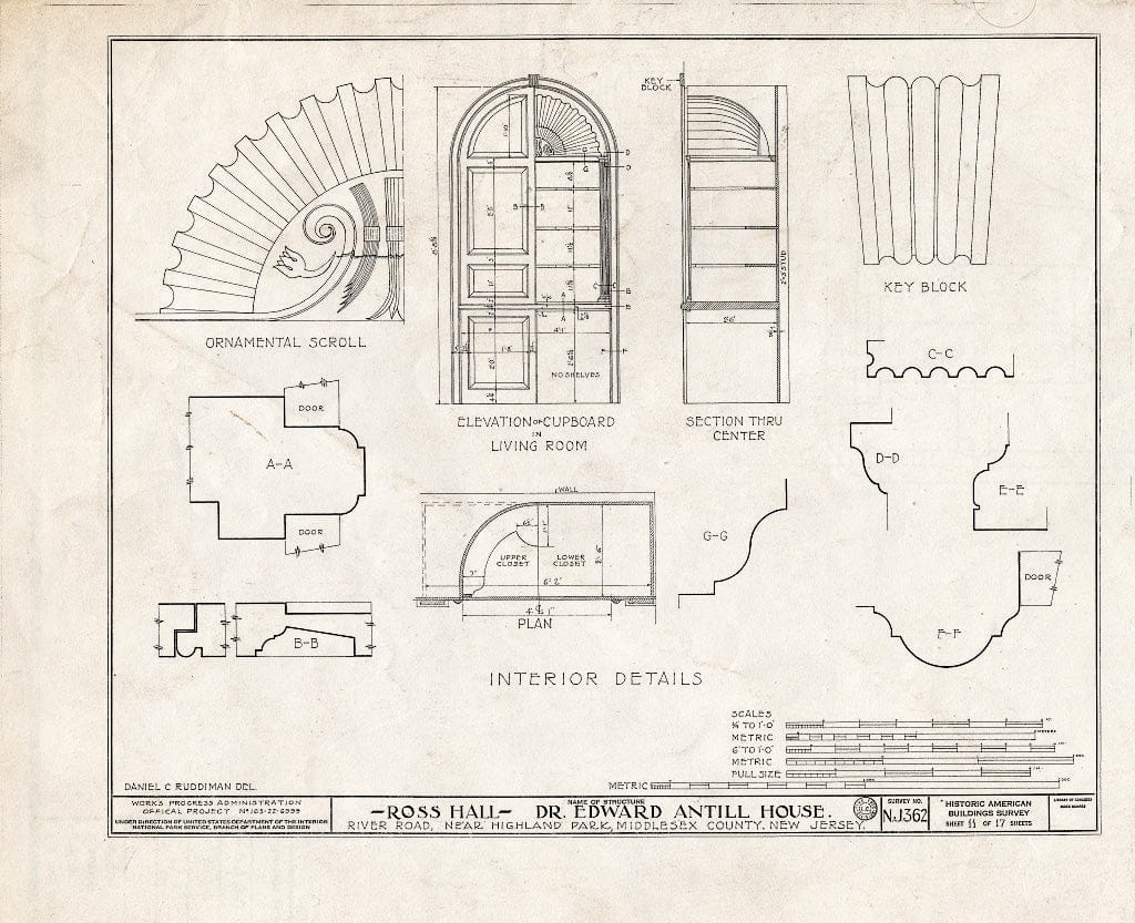 Blueprint HABS NJ,12-HILPA.V,1- (Sheet 11 of 17) - Dr. Antill House, River Road, Highland Park, Middlesex County, NJ