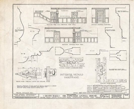 Blueprint HABS NJ,12-HILPA.V,1- (Sheet 14 of 17) - Dr. Antill House, River Road, Highland Park, Middlesex County, NJ