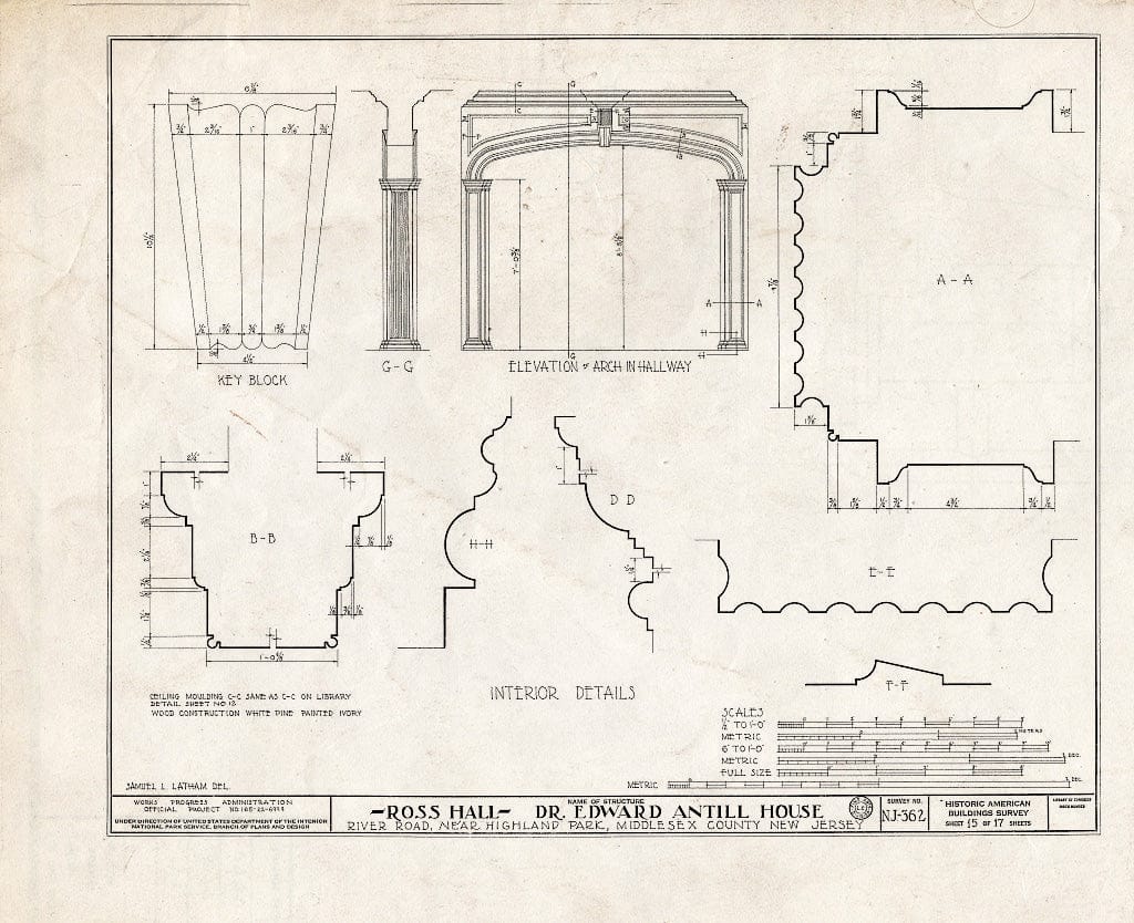 Blueprint HABS NJ,12-HILPA.V,1- (Sheet 15 of 17) - Dr. Antill House, River Road, Highland Park, Middlesex County, NJ