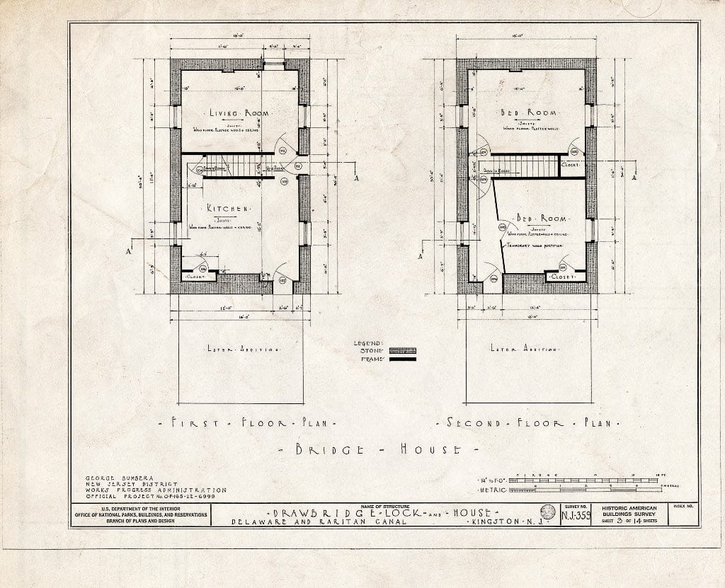 Blueprint HABS NJ,12-PLABO.V,3- (Sheet 3 of 14) - Delaware & Raritan Canal, Drawbridge, Lock & Tollhouse, Delaware & Raritan Canal, Heathcote, Middlesex County, NJ