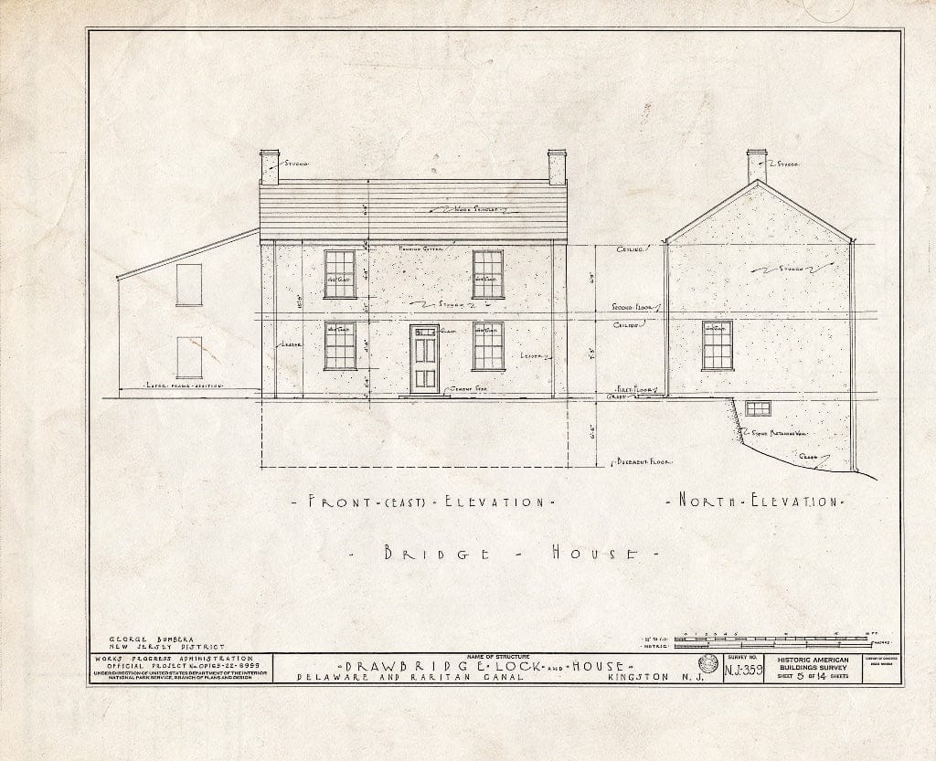 Blueprint HABS NJ,12-PLABO.V,3- (Sheet 5 of 14) - Delaware & Raritan Canal, Drawbridge, Lock & Tollhouse, Delaware & Raritan Canal, Heathcote, Middlesex County, NJ