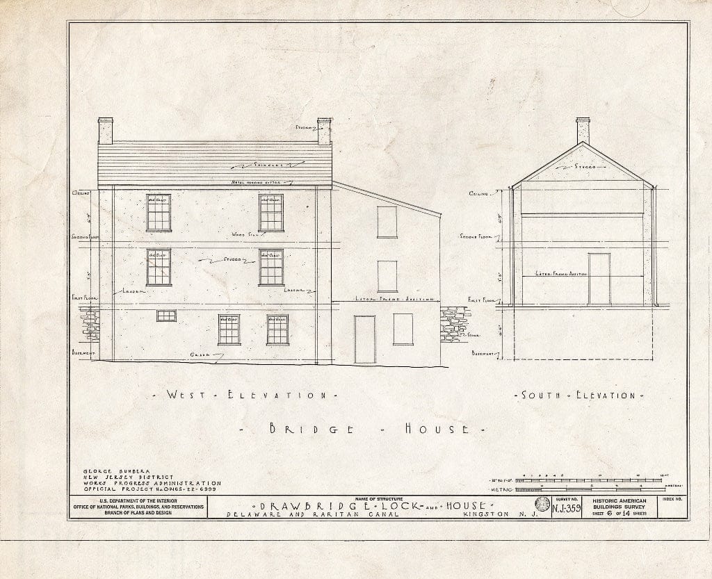 Blueprint HABS NJ,12-PLABO.V,3- (Sheet 6 of 14) - Delaware & Raritan Canal, Drawbridge, Lock & Tollhouse, Delaware & Raritan Canal, Heathcote, Middlesex County, NJ