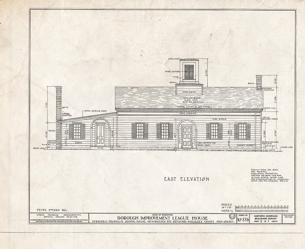 Blueprint HABS NJ,12-METU,2- (Sheet 5 of 7) - Borough Improvement League House, 491 Middlesex Avenue, Metuchen, Middlesex County, NJ