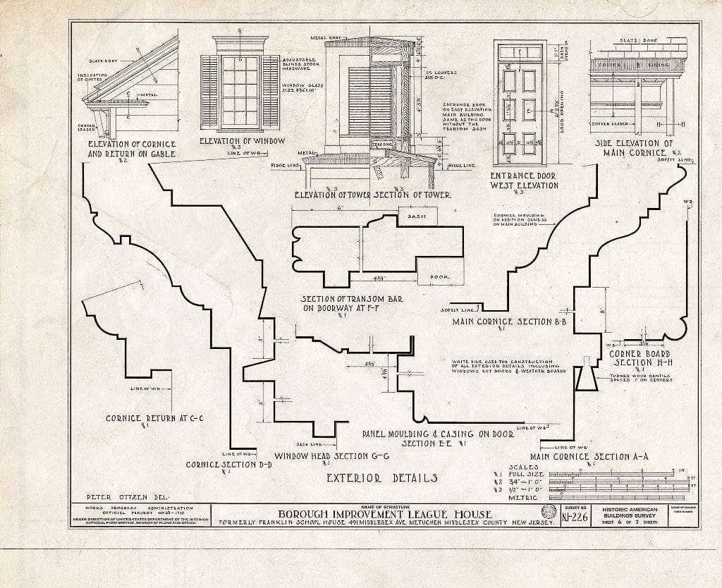 Blueprint HABS NJ,12-METU,2- (Sheet 6 of 7) - Borough Improvement League House, 491 Middlesex Avenue, Metuchen, Middlesex County, NJ