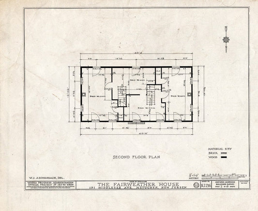 Blueprint HABS NJ,12-METU,1- (Sheet 2 of 6) - Thomas Fairweather House, 191 Middlesex Avenue, Metuchen, Middlesex County, NJ