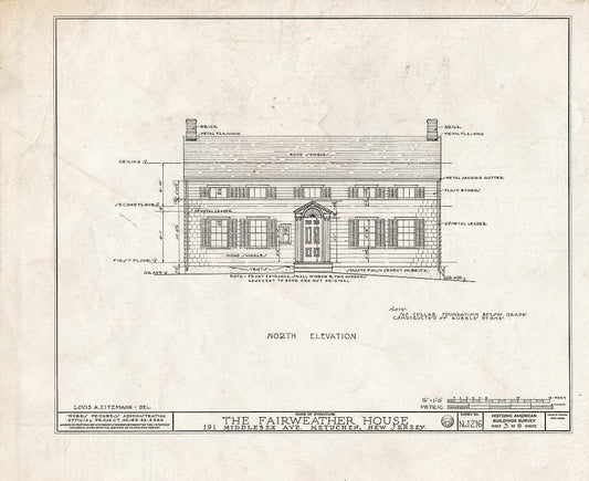 Blueprint HABS NJ,12-METU,1- (Sheet 3 of 6) - Thomas Fairweather House, 191 Middlesex Avenue, Metuchen, Middlesex County, NJ