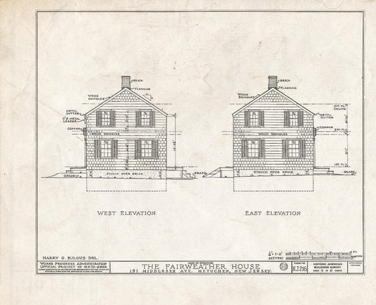 Blueprint HABS NJ,12-METU,1- (Sheet 4 of 6) - Thomas Fairweather House, 191 Middlesex Avenue, Metuchen, Middlesex County, NJ