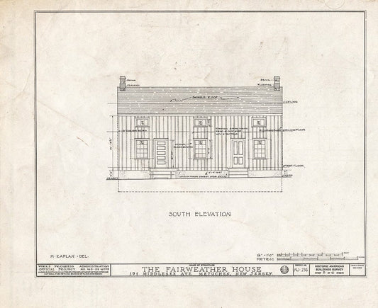 Blueprint HABS NJ,12-METU,1- (Sheet 5 of 6) - Thomas Fairweather House, 191 Middlesex Avenue, Metuchen, Middlesex County, NJ