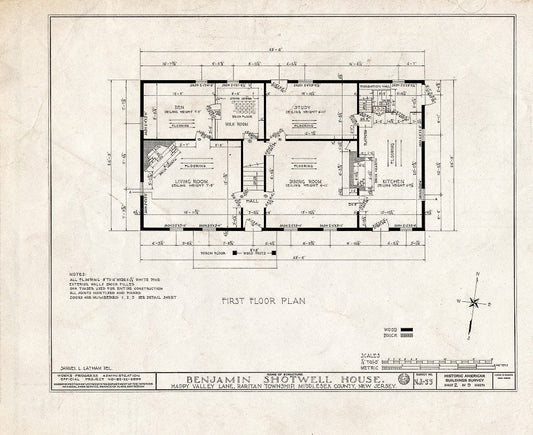 Blueprint HABS NJ,12-METU.V,1- (Sheet 2 of 9) - Shotwell-Runyon House, Happy Valley Lane, Metuchen, Middlesex County, NJ