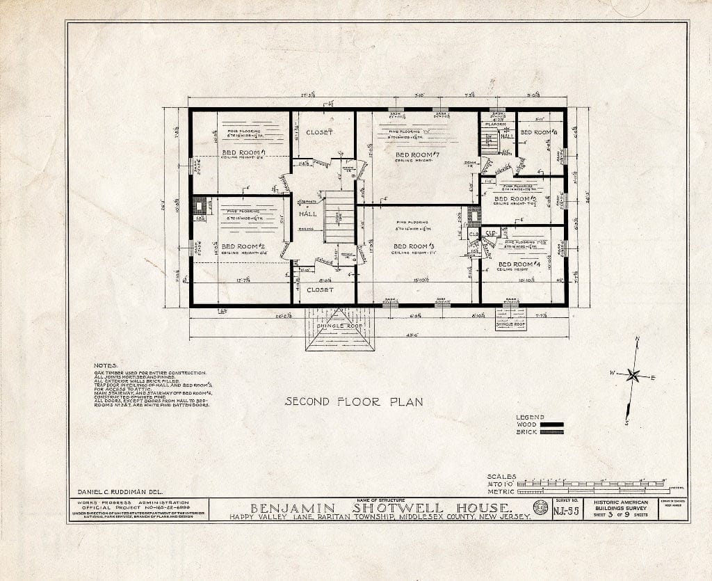 Blueprint HABS NJ,12-METU.V,1- (Sheet 3 of 9) - Shotwell-Runyon House, Happy Valley Lane, Metuchen, Middlesex County, NJ