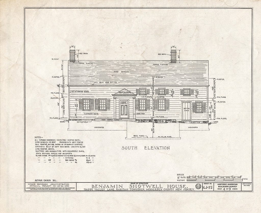 Blueprint HABS NJ,12-METU.V,1- (Sheet 4 of 9) - Shotwell-Runyon House, Happy Valley Lane, Metuchen, Middlesex County, NJ