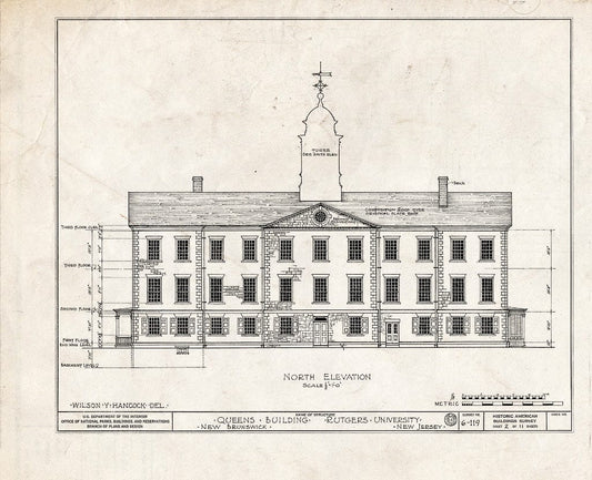 Blueprint HABS NJ,12-NEBRU,4- (Sheet 2 of 11) - Queen's Building, Somerset Street, New Brunswick, Middlesex County, NJ
