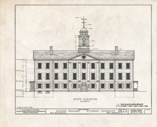 Blueprint HABS NJ,12-NEBRU,4- (Sheet 3 of 11) - Queen's Building, Somerset Street, New Brunswick, Middlesex County, NJ