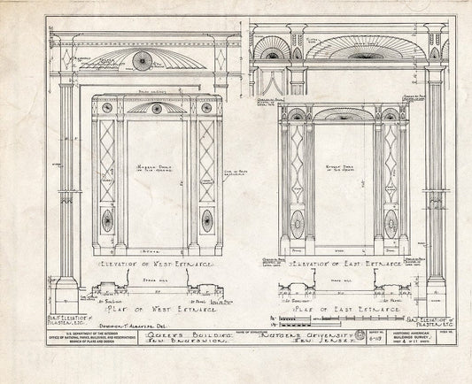 Blueprint HABS NJ,12-NEBRU,4- (Sheet 4 of 11) - Queen's Building, Somerset Street, New Brunswick, Middlesex County, NJ