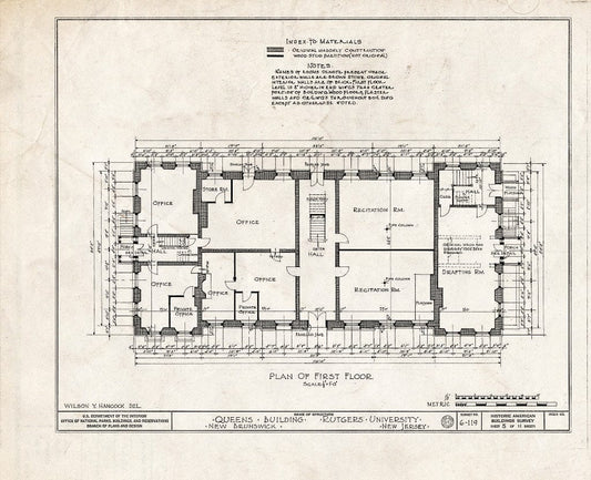 Blueprint HABS NJ,12-NEBRU,4- (Sheet 5 of 11) - Queen's Building, Somerset Street, New Brunswick, Middlesex County, NJ