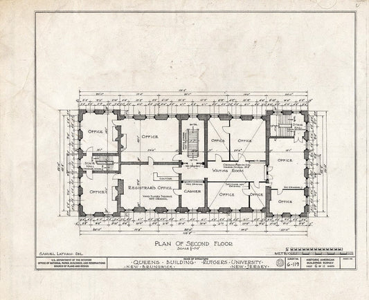 Blueprint HABS NJ,12-NEBRU,4- (Sheet 6 of 11) - Queen's Building, Somerset Street, New Brunswick, Middlesex County, NJ