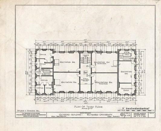 Blueprint HABS NJ,12-NEBRU,4- (Sheet 7 of 11) - Queen's Building, Somerset Street, New Brunswick, Middlesex County, NJ