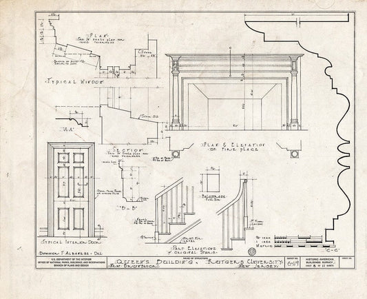 Blueprint HABS NJ,12-NEBRU,4- (Sheet 8 of 11) - Queen's Building, Somerset Street, New Brunswick, Middlesex County, NJ