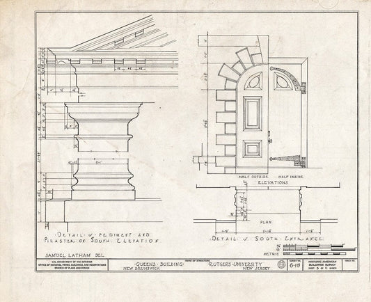 Blueprint HABS NJ,12-NEBRU,4- (Sheet 9 of 11) - Queen's Building, Somerset Street, New Brunswick, Middlesex County, NJ