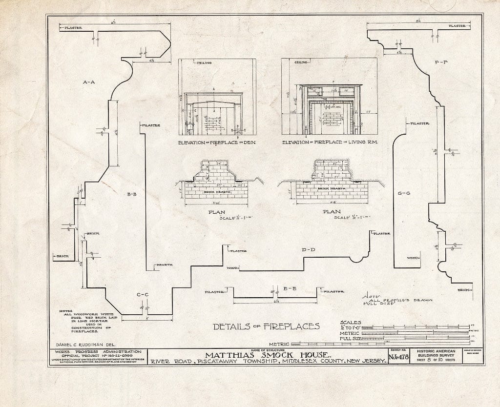Blueprint HABS NJ,12-NEBRU.V,4- (Sheet 8 of 10) - Matthias Smock House, River Road, New Brunswick, Middlesex County, NJ