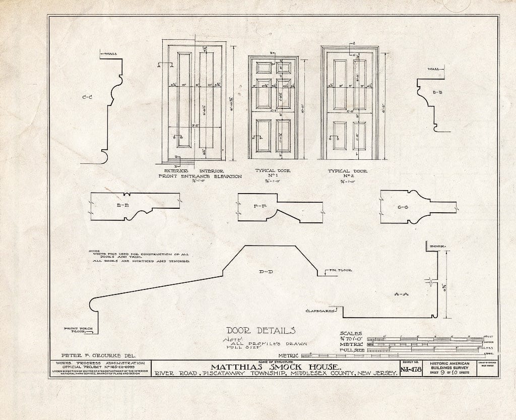 Blueprint HABS NJ,12-NEBRU.V,4- (Sheet 9 of 10) - Matthias Smock House, River Road, New Brunswick, Middlesex County, NJ