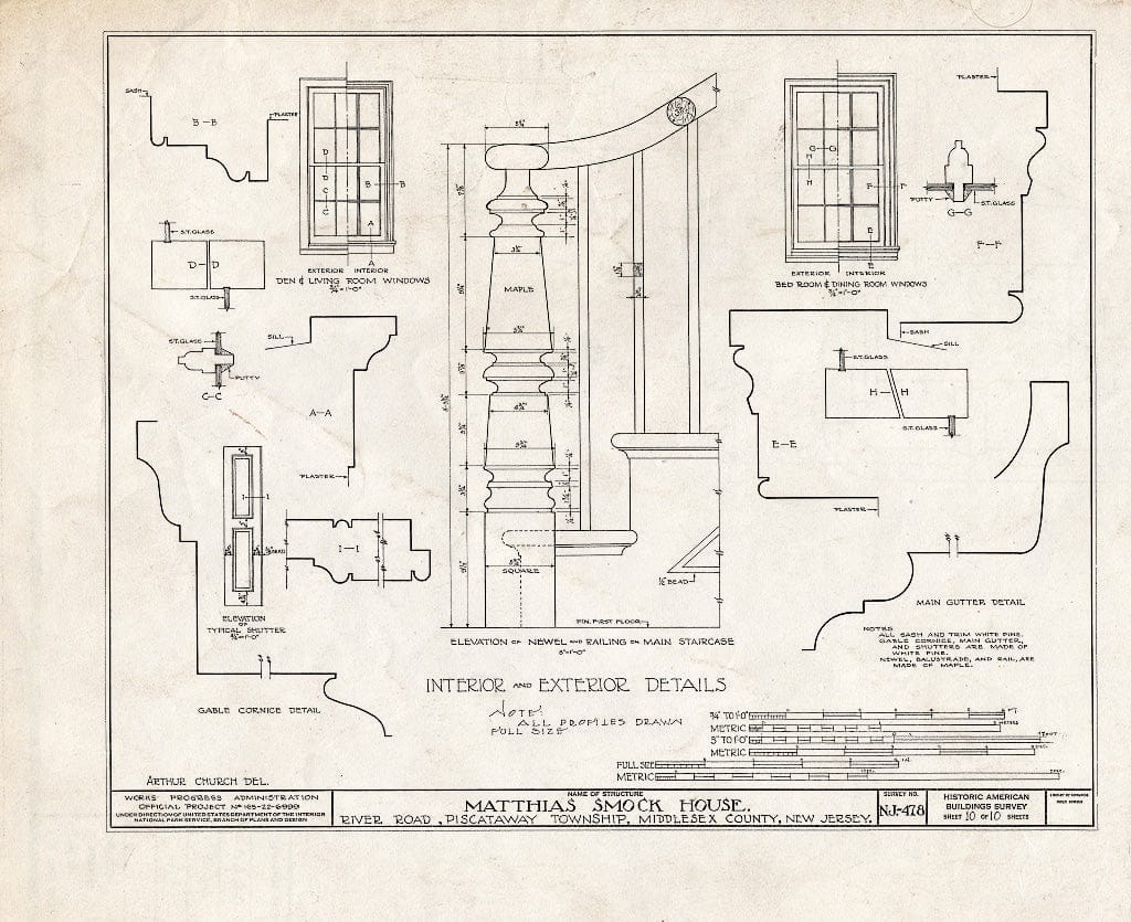 Blueprint HABS NJ,12-NEBRU.V,4- (Sheet 10 of 10) - Matthias Smock House, River Road, New Brunswick, Middlesex County, NJ