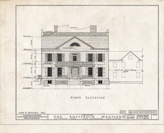 Blueprint HABS NJ,12-NEBRU,3- (Sheet 5 of 26) - White-Buccleuch Mansion, River Road, New Brunswick, Middlesex County, NJ