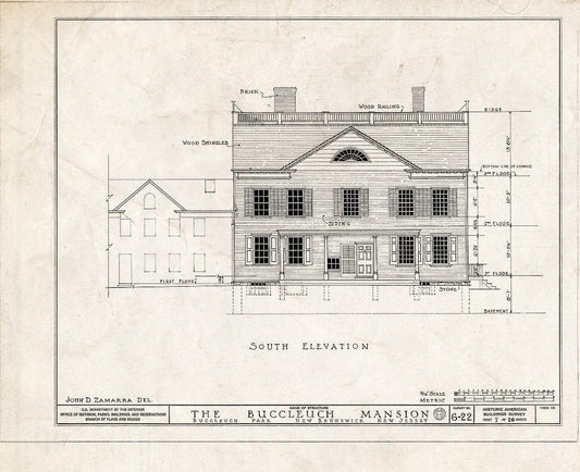 Blueprint HABS NJ,12-NEBRU,3- (Sheet 7 of 26) - White-Buccleuch Mansion, River Road, New Brunswick, Middlesex County, NJ
