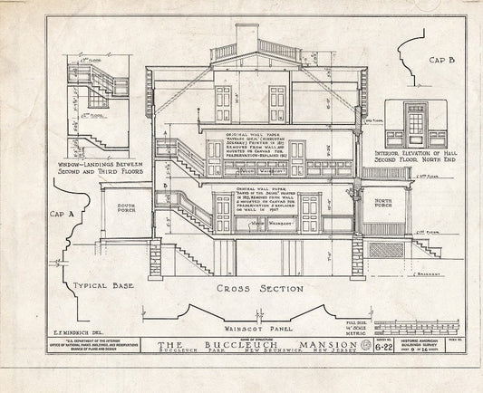 Blueprint HABS NJ,12-NEBRU,3- (Sheet 9 of 26) - White-Buccleuch Mansion, River Road, New Brunswick, Middlesex County, NJ