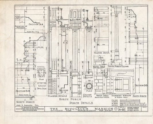 Blueprint HABS NJ,12-NEBRU,3- (Sheet 10 of 26) - White-Buccleuch Mansion, River Road, New Brunswick, Middlesex County, NJ