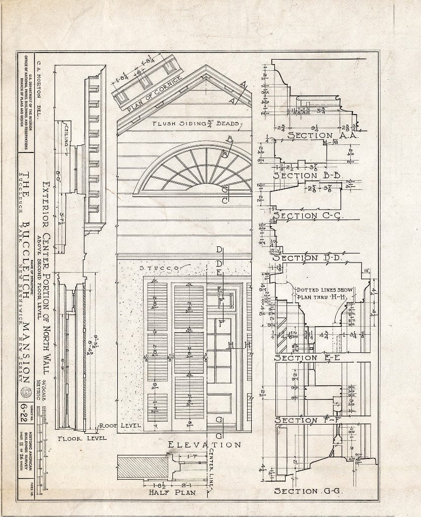 Blueprint HABS NJ,12-NEBRU,3- (Sheet 11 of 26) - White-Buccleuch Mansion, River Road, New Brunswick, Middlesex County, NJ