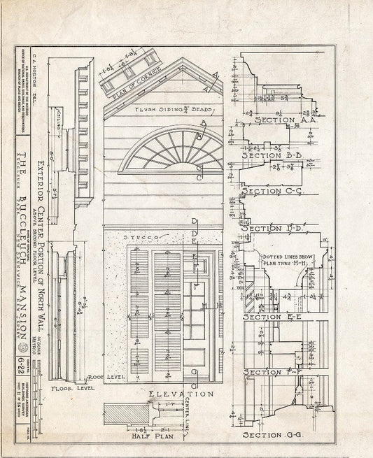 Blueprint HABS NJ,12-NEBRU,3- (Sheet 11 of 26) - White-Buccleuch Mansion, River Road, New Brunswick, Middlesex County, NJ