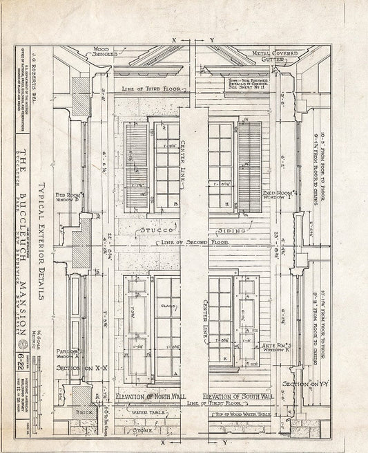 Blueprint HABS NJ,12-NEBRU,3- (Sheet 12 of 26) - White-Buccleuch Mansion, River Road, New Brunswick, Middlesex County, NJ