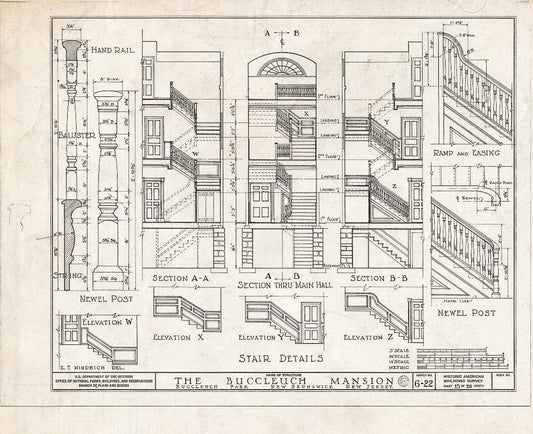 Blueprint HABS NJ,12-NEBRU,3- (Sheet 13 of 26) - White-Buccleuch Mansion, River Road, New Brunswick, Middlesex County, NJ