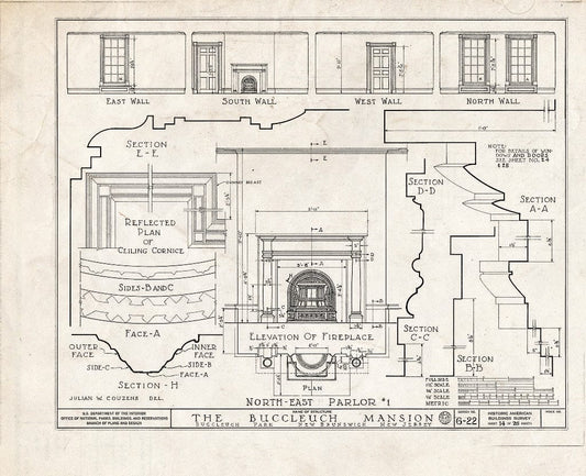 Blueprint HABS NJ,12-NEBRU,3- (Sheet 14 of 26) - White-Buccleuch Mansion, River Road, New Brunswick, Middlesex County, NJ