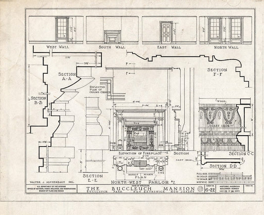 Blueprint HABS NJ,12-NEBRU,3- (Sheet 15 of 26) - White-Buccleuch Mansion, River Road, New Brunswick, Middlesex County, NJ