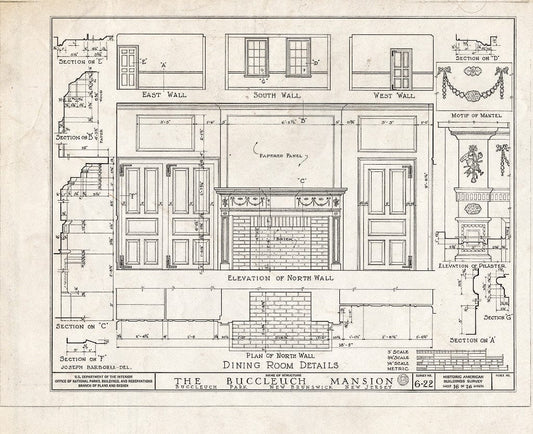 Blueprint HABS NJ,12-NEBRU,3- (Sheet 16 of 26) - White-Buccleuch Mansion, River Road, New Brunswick, Middlesex County, NJ