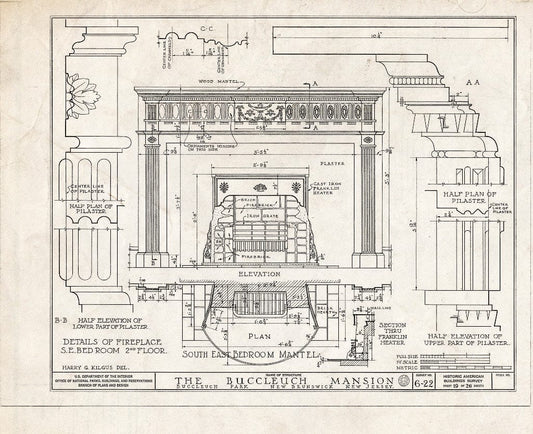 Blueprint HABS NJ,12-NEBRU,3- (Sheet 19 of 26) - White-Buccleuch Mansion, River Road, New Brunswick, Middlesex County, NJ